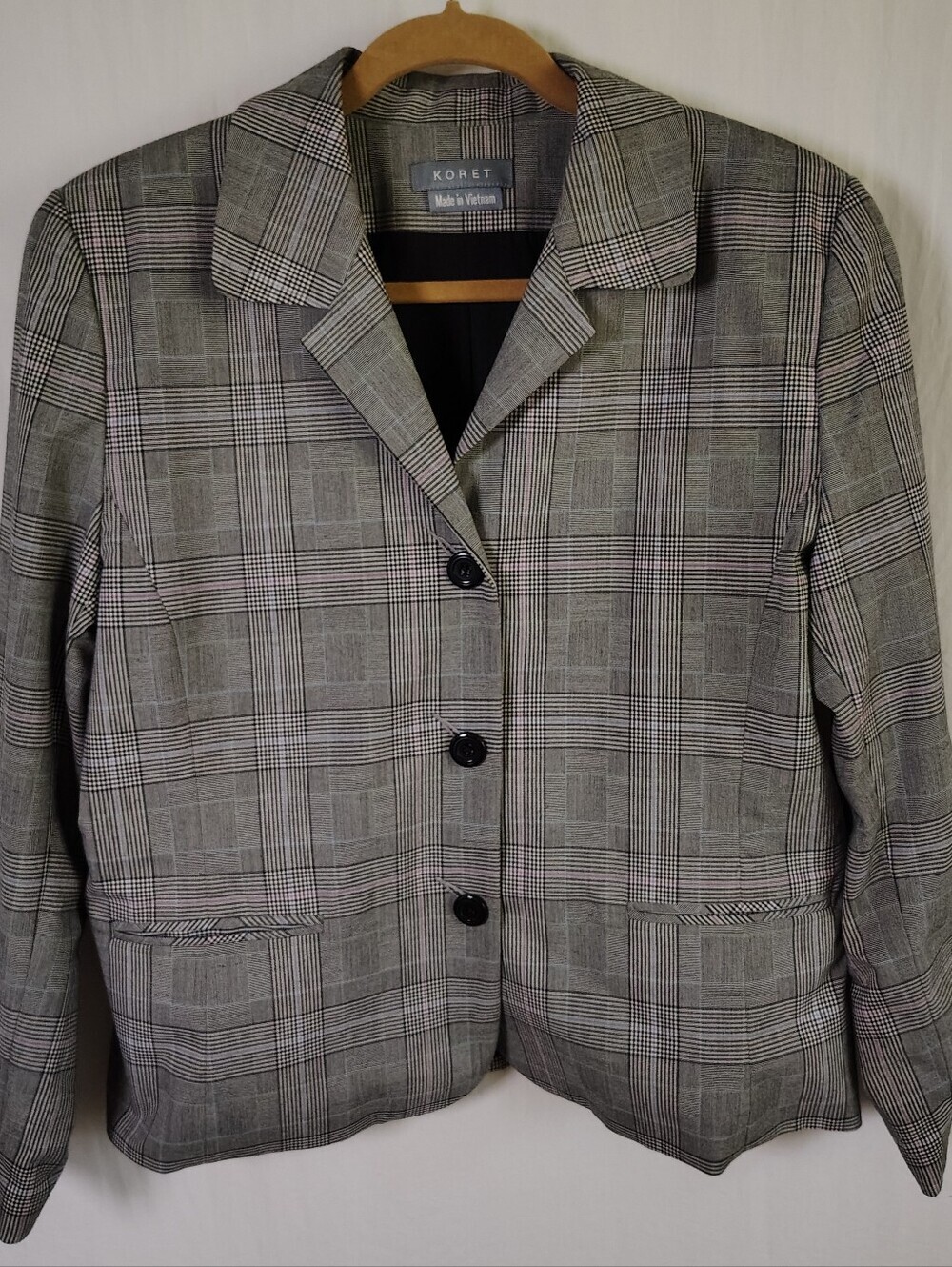 Koret Beautiful Vintage Women's Gray Plaid Blazer - Size 14